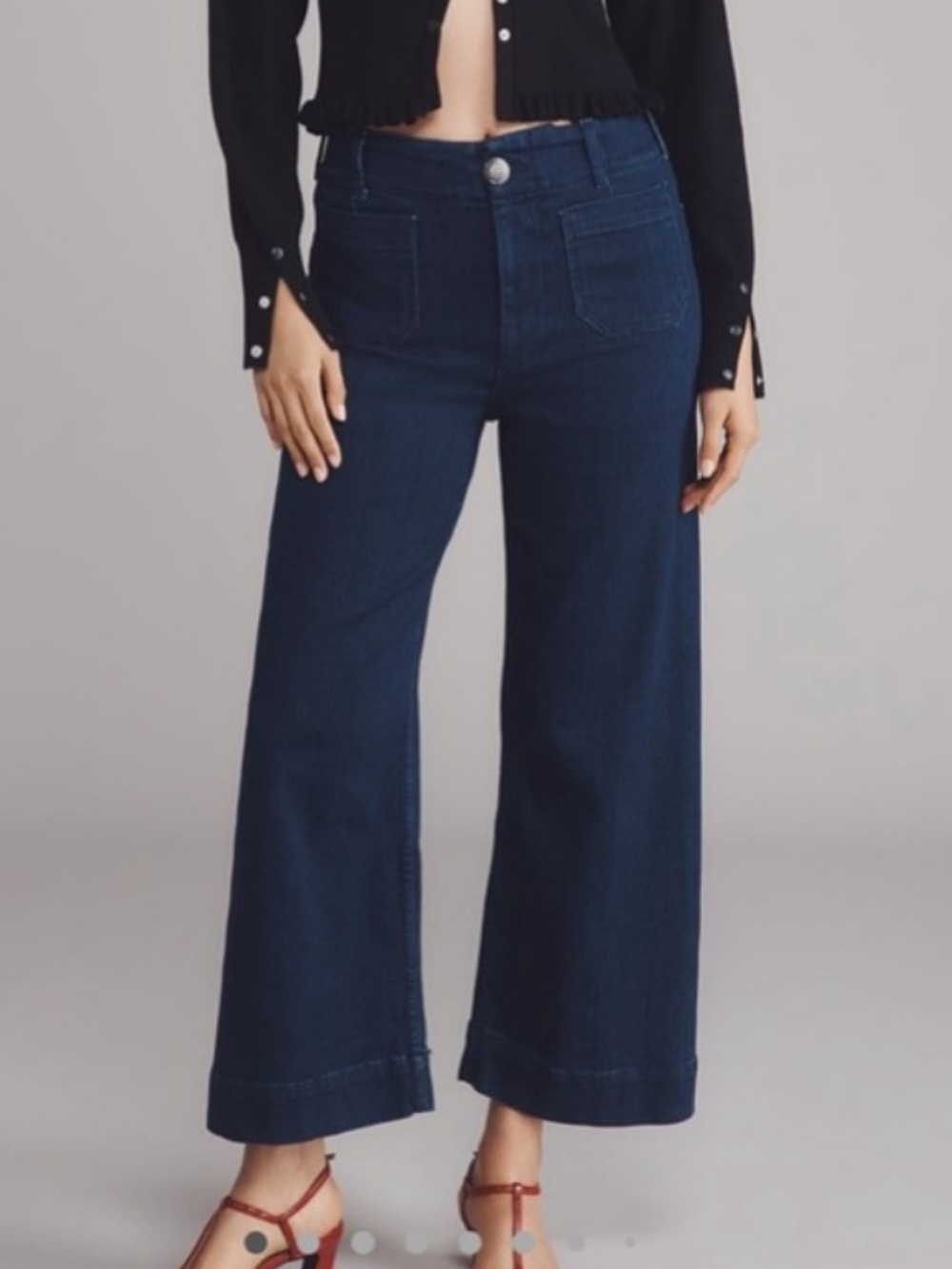 Anthropologie Maeve Dark Wash Cropped Denim